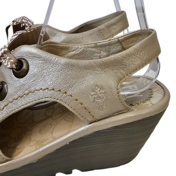 Fly London Womens Yfla Lace Up Wedges, Open Toe, Leather, Size 40 / 9-9.5 - Picture 2 of 10